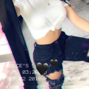 Black ripped boyfriend jeans